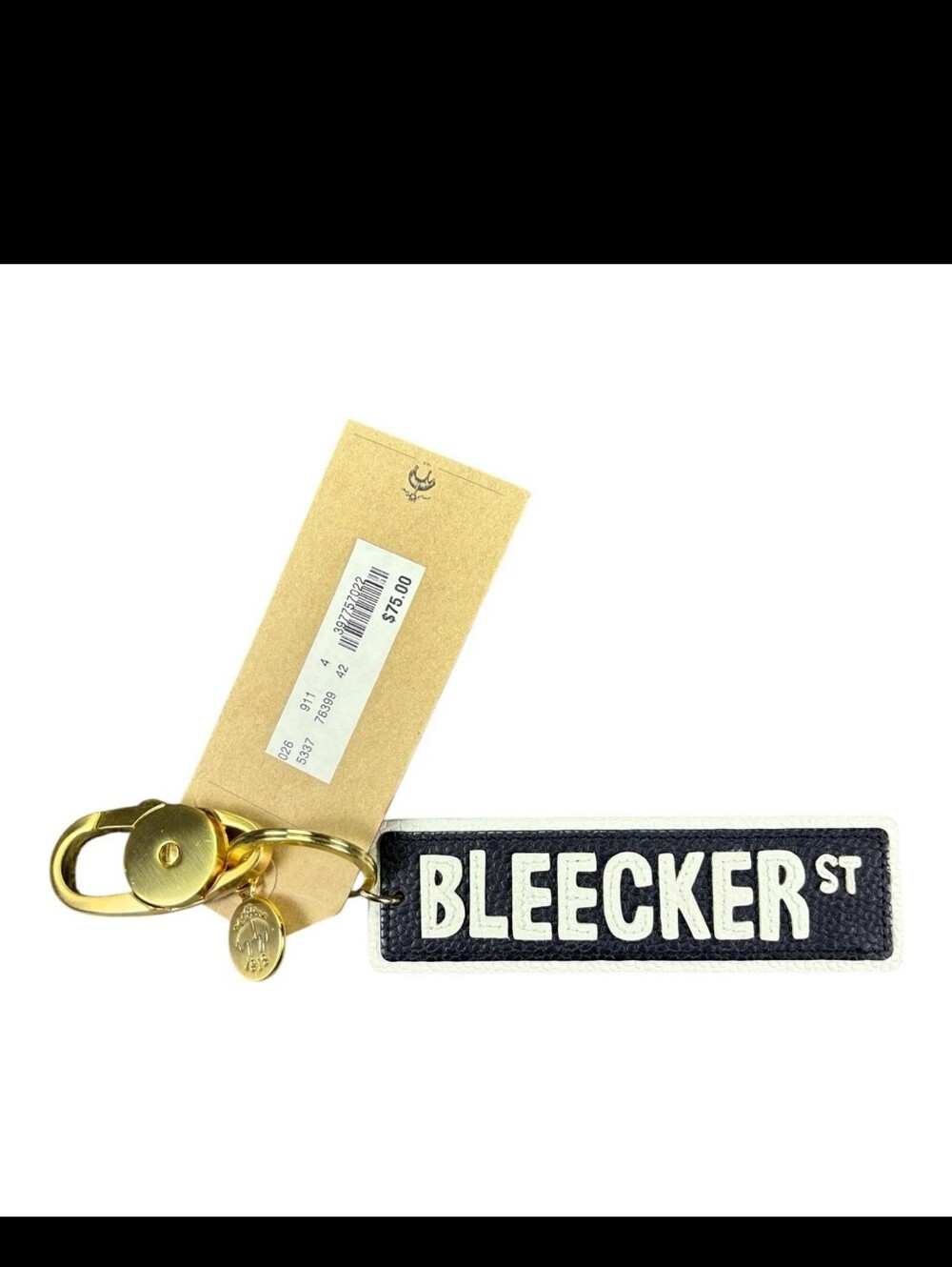 Brooks Brothers Black Fleece Leather Keychain Bleecker St Spellout Key Holder